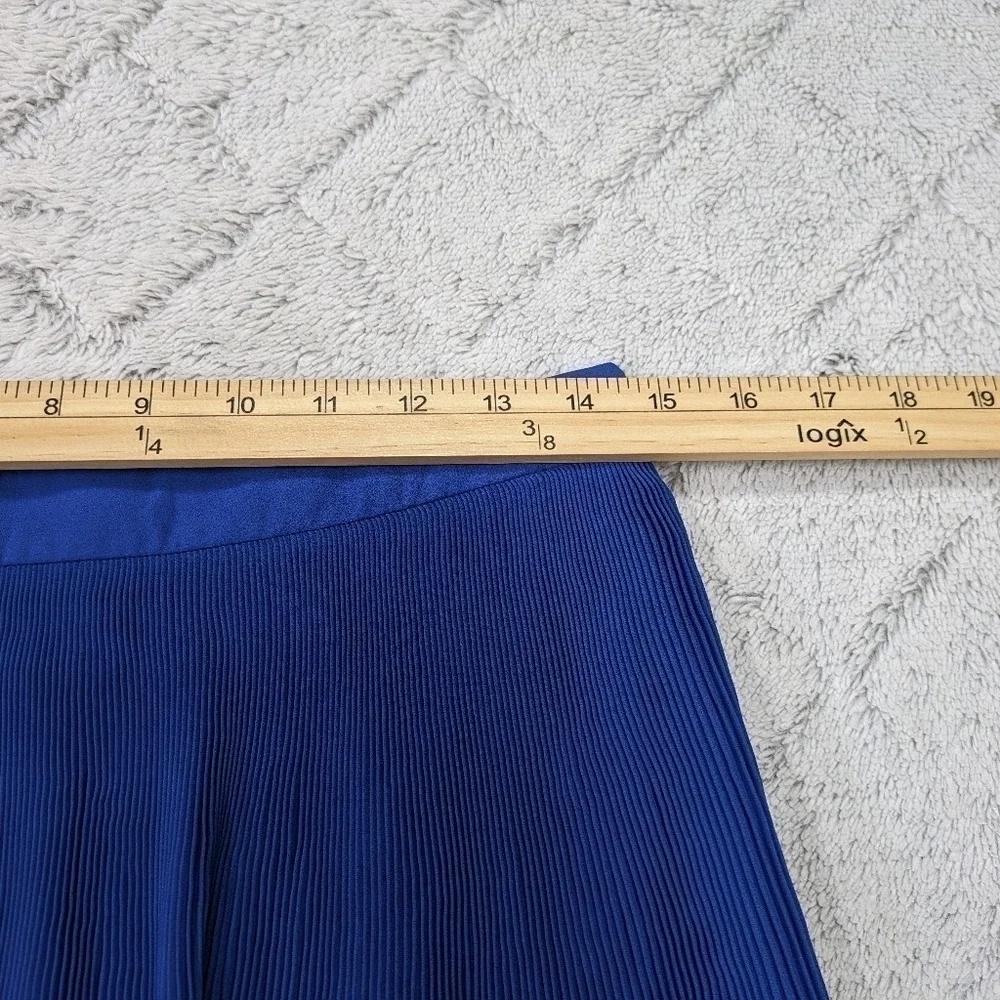 Whistles Skirt Women's 8 Blue Dahlia Pleated Lace Trim Knee Length Side Zip